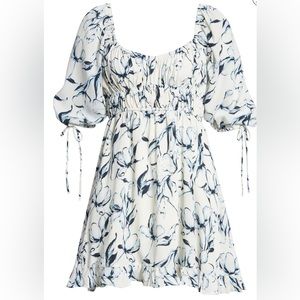 Floral Print Tie Sleeve Babydoll Minidress OPEN EDIT Size Medium NWT